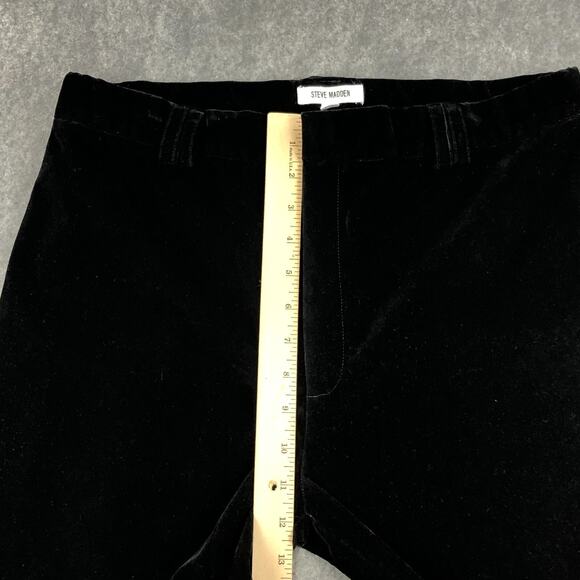 Steve Madden Velvet Pants Large Black Flared High Rise Dress Casual Soft Womens - Picture 13 of 16
